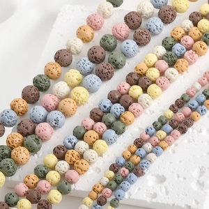 Perline Rotonde in Pietra Lavica Colorata Perline Distanziatrici Per Creazione di Gioielli DIY Accessori per Bracciali Collane Fatti a Mano