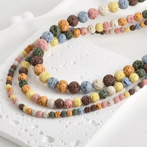 Perline colorate in pietra lavica naturale 4-8mm per gioielli fai-da-te e bracciali