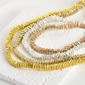 Textured 4x1mm lava stone square beads in gold, silver and rose gold for DIY jewelry