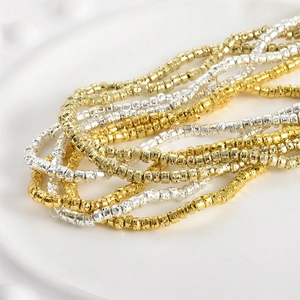 Golden and silver 4mm volcanic stone wheel spacers for DIY jewelry making sets
