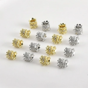 Exquisite 14K Gold Plated Copper Barrel Beads With Zirconia Flower Spacer Beads DIY Jewelry Making Pendants Accessories