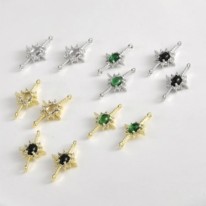 Star-shaped 14k gold-filled pendants with inlaid zircon and gemstones for DIY jewelry making