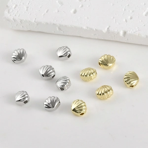 14k gold and silver plated sea shell beads for DIY jewelry making necklaces and bracelets