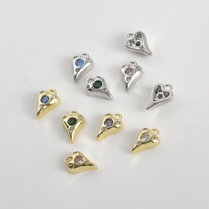 Pendentifs cœur plaqués or 14 carats avec strass colorés pour création de bijoux DIY
