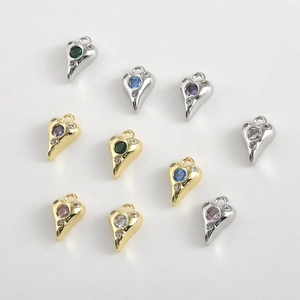 Mini pendentifs cœur en or 14k avec cristaux colorés pour la création de bijoux DIY