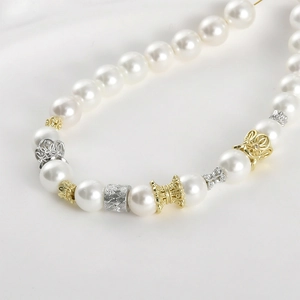 14k gold plated lace spacer beads with pearls for DIY jewelry making necklaces