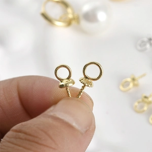 14k gold plated flower bead cap pin bail for DIY jewelry and pearl pendants
