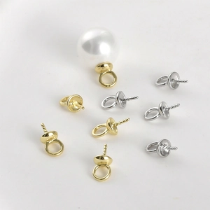 14k gold plated flower pearl bail pin with loop for jewelry making and crystal beads