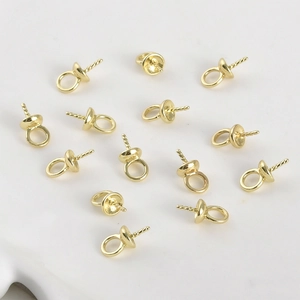 14k gold plated flower shape bail pins for DIY pearl jewelry making accessories