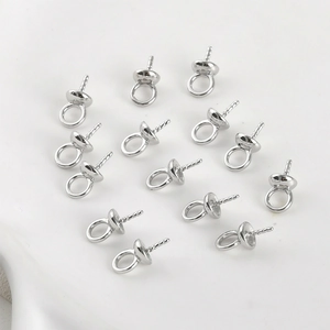 14k gold plated flower pearl bail caps for DIY jewelry pendants in silver finish