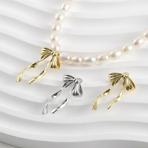 14K Gold Plated Copper Bowknot Pendant For DIY Necklace Bracelet Making Elegant Ribbon Design Jewelry Accessories