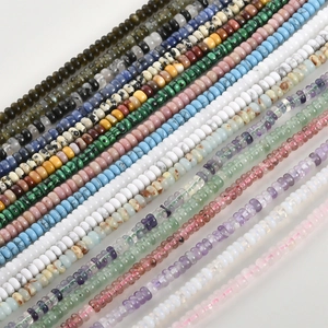 Macro shot of colorful natural stone spacer beads for DIY jewelry making