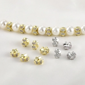 14K Gold Plated Copper Bowknot Spacer Beads Micro Pave Zirconia DIY Handmade Jewelry Bracelet Necklace Spacer Accessories