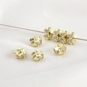14k gold plated bowknot spacer beads with purple zircon for DIY jewelry making