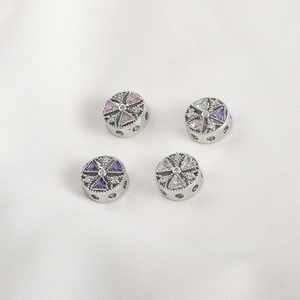 Round 14k gold plated spacer beads with colorful zircon inlay for DIY jewelry making