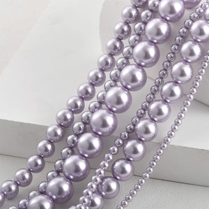 Lustrous purple imitation pearl beads in multiple sizes for DIY jewelry necklace making