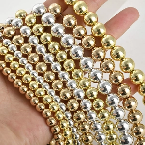 Polished 6/8/10mm round spacer beads in gold silver and rose gold for DIY jewelry