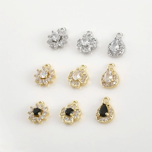 14K Gold Filled Exquisite Zirconia Floral Four-Leaf Clover Water Drop Pendants DIY Copper Jewelry Making Charms Accessories