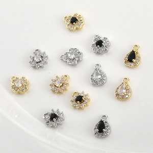 Exquisite 14k gold plated flower and teardrop pendants with zircon for jewelry making
