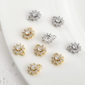 Exquisite 14k gold plated clover flower pendants with clear zircon for jewelry making