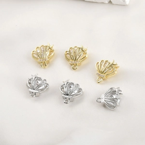 Starfish shell pendants with cubic zirconia for DIY jewelry making in gold and silver