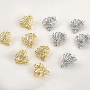 Starfish shell pendants with cubic zirconia for DIY jewelry making in gold and silver