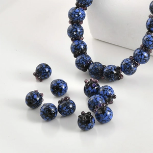 Handmade lifelike glass blueberry beads for DIY bracelets and jewelry making