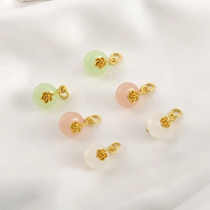 Ciondolo in Rame Placcato Oro Antico Rosa Fiore Giada Imitazione Solo Per Produzione Di Gioielli DIY Collana