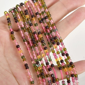 Perles de verre colorées facettées 2-3mm style tourmaline en main pour bijoux artisanaux