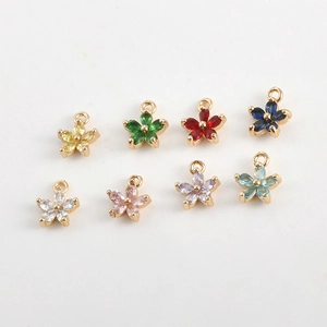 Pendentif de Bijoux DIY en Forme de Fleur Accessoire pour Fabrication de Colliers Bracelets Cuivre Strass Fleur Colorée