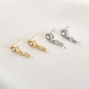 14k gold plated marquise zircon stud earrings with pearl cap DIY jewelry findings
