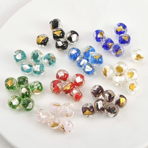 Handmade square glass beads with gold and silver foil flakes for DIY jewelry making