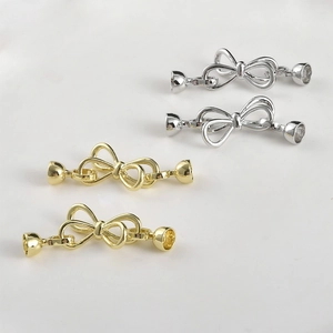 Bow-shaped 14k gold plated jewelry connectors for DIY pearl necklaces and bracelets