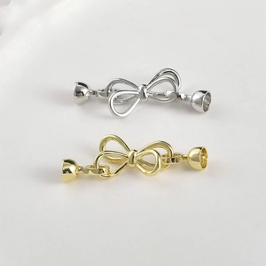Bow-knot jewelry clasps in gold and silver finish for DIY necklace and bracelet making