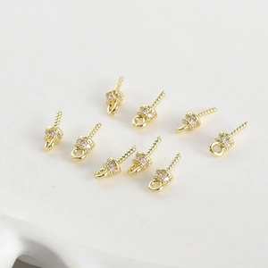 14k Vergoldete Schraubösen mit Zirkonia für DIY Schmuckherstellung und Anhänger Zubehör
