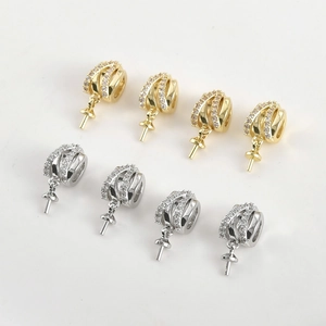 Connecteurs de pendentif pavés de zircon plaqués or 14K pour accessoires de bijoux en perles