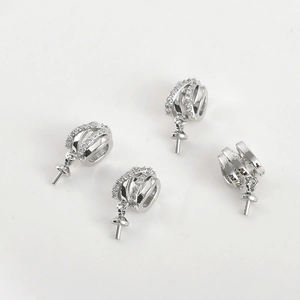 Lot de quatre supports de perles en argent plaqué avec zircons pour la création de bijoux