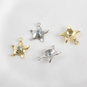 Seestern-Anhänger in Gold und Silber mit Türkisstein für DIY-Schmuckherstellung
