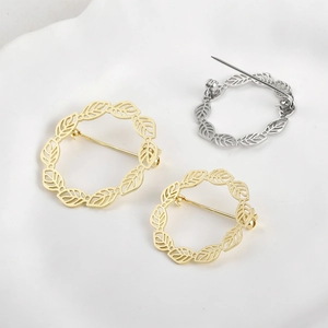 Runde hohle Blatt-Broschen in 14k Gold und Silber für handgemachten DIY-Schmuck