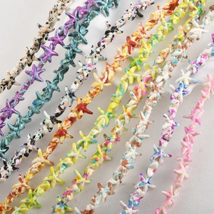 Vintage Oil Painting Style Synthetic Turquoise Starfish Loose Beads For DIY Jewelry Making Bracelet Necklace Painted Marble Texture Beads