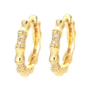 Fashion Bamboo Joint Hoop Earrings Geometric Irregular Copper Earrings With Multicolor White Zirconia For Women Jewelry Gift