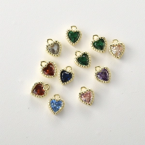 Heart Shaped Copper Charms 14K Gold Plated Zirconia Pendant Only Without Chain For DIY Jewelry Making Bracelet Earring Accessory