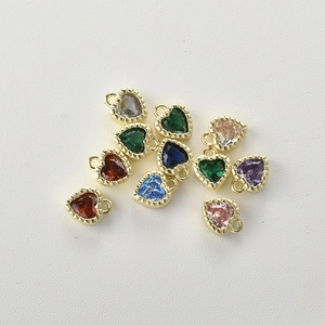 14k gold plated heart pendants with colorful cubic zirconia for DIY jewelry making