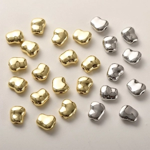 Kupfer Galvanisiert 14k Gold Silber Unregelmäßige Quadratische Zwischenperlen Für DIY Schmuckherstellung Handgefertigte Armband Kette Zubehör