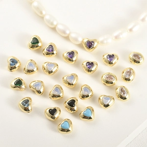 Perline Distanziatrici a Cuore e Ovali in Zirconia Placcate Oro 14K per Creazione Gioielli Fai da Te Bracciale Collana Perline in Rame Materiale Artigianale