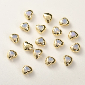 Perline distanziatrici a cuore placcate oro con zircone per gioielli fai-da-te fatti a mano