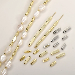 Copper Plated 14k Gold Faceted Triangle Square Tube Beads For DIY Jewelry Making Necklace Bracelet Minimalist Spacer Beads