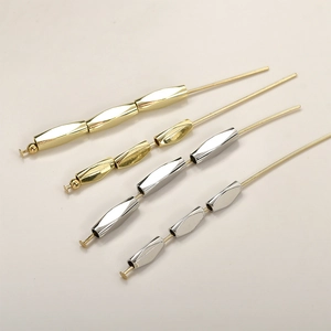 14k gold plated twisted tube beads for DIY jewelry making in gold and silver finish