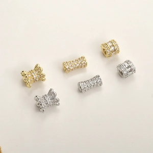 14k gold plated brass spacer beads with pave zircon for DIY jewelry making sets