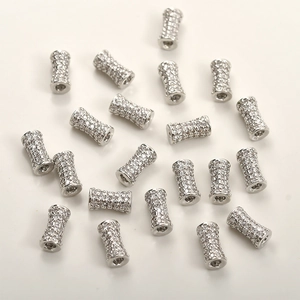 Sparkling silver barrel spacer beads with micro-pave cubic zirconia for DIY jewelry making